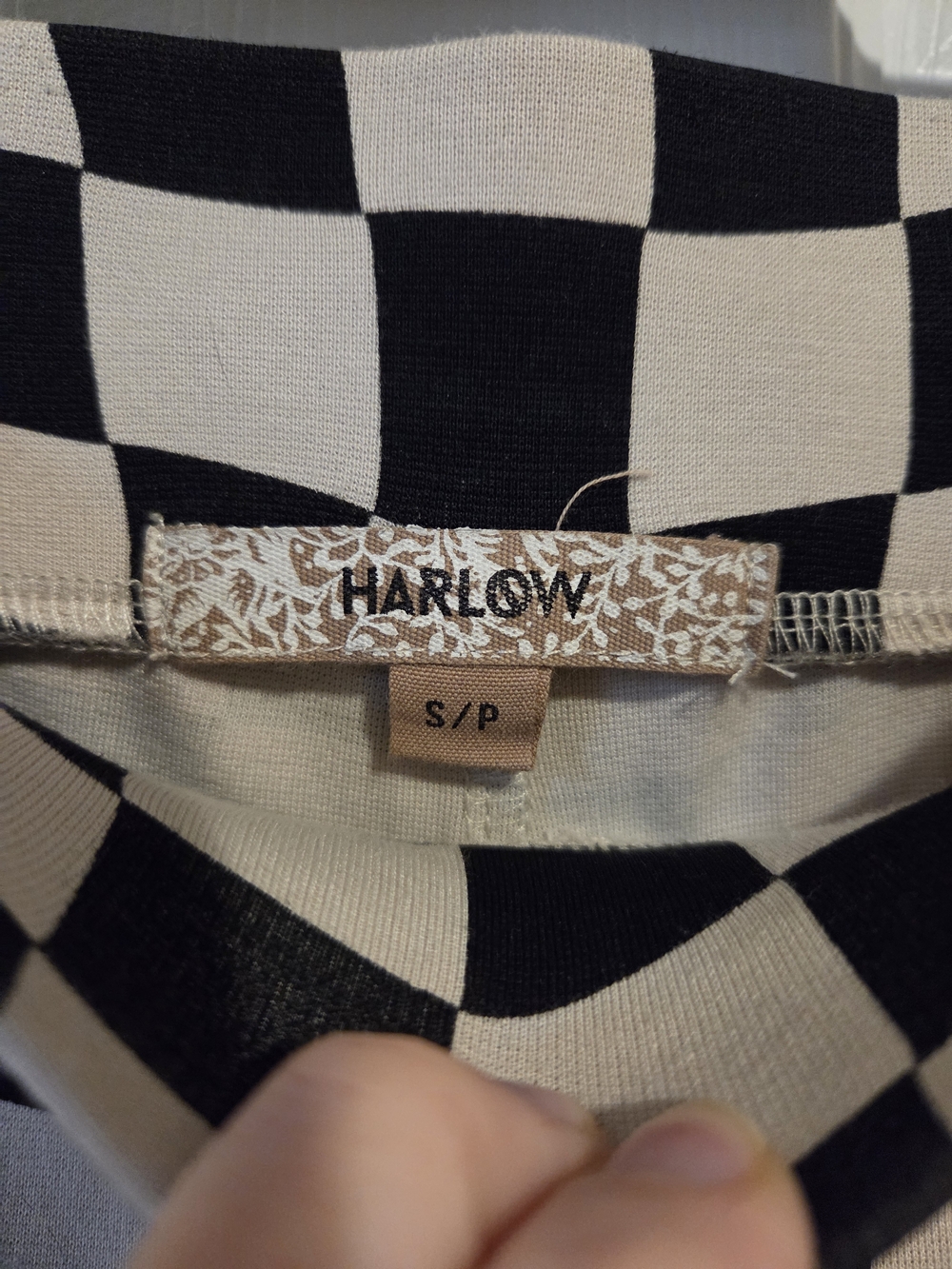 Harlow Checkerboard Flare Pants - Black & Cream - Picture 3 of 6